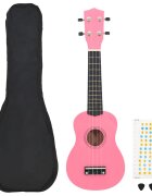 vidaXL Sopránové ukulele s taškou pre deti ružové 23"