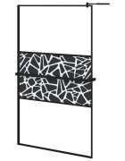 vidaXL Sprchová stena s policou čierna 115x195 cm ESG sklo a hliník