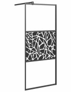 vidaXL Sprchová zástena z ESG skla s dizajnom kameňov 80x195 cm čierna