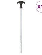 vidaXL Stanové kolíky 12 ks 30 cm Ø7 mm pozinkovaná oceľ