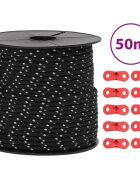 vidaXL Stanové lano s reflexnými pásikmi a napinákmi 50 m 4 mm