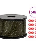 vidaXL Stanové lano s reflexnými pásikmi a napinákmi 50 m 5 mm