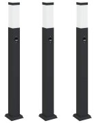vidaXL Stĺpikové svetlá so senzorom 3 ks 80 cm čierne IP44