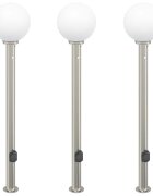 vidaXL Stĺpikové svetlá so senzorom a zásuvkou 3 ks 120 cm nehrdzavejúca oceľ IP44
