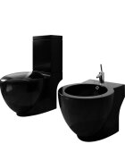 vidaXL Stojaca toaleta a bidet čierna keramika