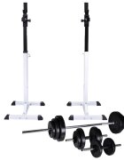 vidaXL Stojan na drepy so sadou činiek barbell a dumbbell 305 kg