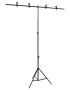vidaXL Stojan na fotopozadie v tvare T čierny 151x60x(70-200) cm