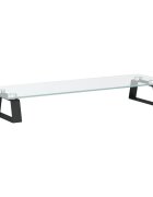 vidaXL Stojan na monitor čierny 60x20x8 cm tvrdené sklo a kov