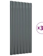 vidaXL Strešné panely 36 ks pozinkovaná oceľ antracitové 80x36 cm