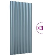 vidaXL Strešné panely 36 ks pozinkovaná oceľ sivá 80x36 cm