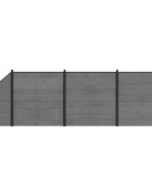 vidaXL Súprava plotov 619 x 186 cm WPC a hliník Sivá