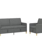 vidaXL Súprava pohovky s úložným priestorom 2 ks Tmavosivá Polyester