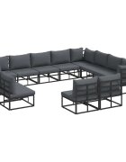 vidaXL Súprava záhradných pohoviek 12 ks Čierna Hliník