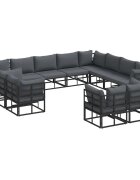 vidaXL Súprava záhradných pohoviek 12 ks Čierna Hliník