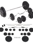vidaXL Súprava závaží a tyčí barbell a dumbbell 90 kg