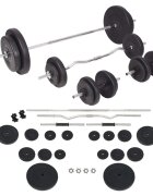 vidaXL Súprava závaží a tyčí barbell a dumbbell 90 kg