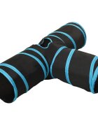 vidaXL Tunel pre mačky 3-cestný čierno-modrý 90 cm polyester