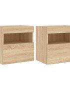 vidaXL TV nástenné skrinky s LED svetlami 2 ks dub sonoma 40x30x40 cm