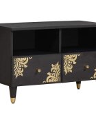 vidaXL TV skrinka Čierna 70 x 33 x 46 cm Masívne mango drevo