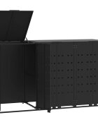 vidaXL Úložisko na 3 koše na kolieskach čierne 207x79x117 cm oceľ