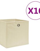 vidaXL Úložné boxy 10 ks netkaná textília 28x28x28 cm krémové