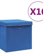 vidaXL Úložné boxy s vekom 10 ks 28x28x28 cm modré