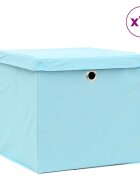vidaXL Úložné boxy s vekom 10 ks 28x28x28 cm svetlomodré