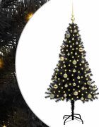 vidaXL Vianočný stromček s LED osvetlením Čierna 150 cm PVC a oceľ