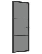 vidaXL Vnútorné dvere 76x2015 cm čierne ESG sklo a hliník