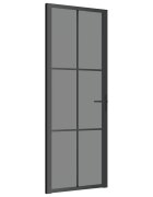 vidaXL Vnútorné dvere 76x2015 cm čierne ESG sklo a hliník