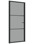 vidaXL Vnútorné dvere 93x2015 cm čierne ESG sklo a hliník