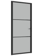 vidaXL Vnútorné dvere 93x2015 cm čierne matné sklo a hliník