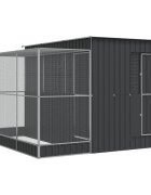 vidaXL Voliéra s prístavbou strieborná 290x303x216 cm oceľová
