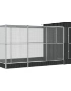vidaXL Voliéra s prístavbou strieborná 416x203x216 cm oceľová
