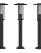 vidaXL Vonkajšie stojace lampy 3 ks čierne 60 cm nehrdzavejúca oceľ