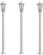 vidaXL Vonkajšie stojace lampy 3 ks strieborné 100cm nehrdzavej. oceľ