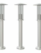 vidaXL Vonkajšie stojace lampy 3 ks strieborné 60cm nehrdzavejúca oceľ