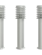 vidaXL Vonkajšie stojace lampy 3 ks strieborné 60cm nehrdzavejúca oceľ