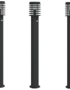 vidaXL Vonkajšie stojace lampy senzor 3 ks čierne 110 cm nehrdz. oceľ