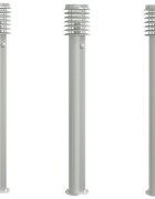 vidaXL Vonkajšie stojace lampy senzor 3 ks strieborné 110cm nehr. oceľ