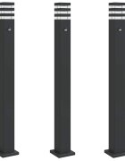 vidaXL Vonkajšie stojace lampy so senzorom 3 ks čierne 110 cm hliník