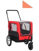 vidaXL Vozík pre domáce zvieratá na bicykel/beh 2-v-1 červeno čierny