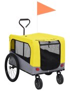 vidaXL Vozík pre domáce zvieratá na bicykel/beh 2-v-1 žlto sivý
