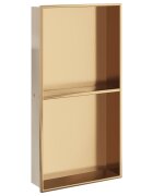 vidaXL Výklenok do sprchy brúsený zlatý 32x62x9 cm nerezová oceľ
