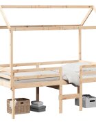 vidaXL Vysoká posteľ so strechou vosková hnedá 90x200 cm borov. masív