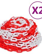 vidaXL Výstražné reťaze 2 ks červeno-biele plastové 30 m