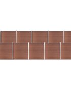 vidaXL WPC plot 10 štvorcových + 1 zošikmený diel 1830x186 cm hnedý