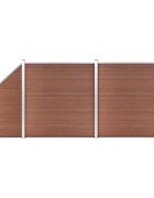 vidaXL WPC plot 2 štvorcové + 1 zošikmený diel 446x186 cm hnedý
