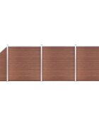 vidaXL WPC plot 3 štvorcové + 1 zošikmený diel 619x186 cm hnedý