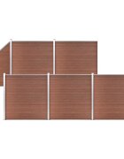 vidaXL WPC plot 5 štvorcových + 1 zošikmený diel 965x186 cm hnedý